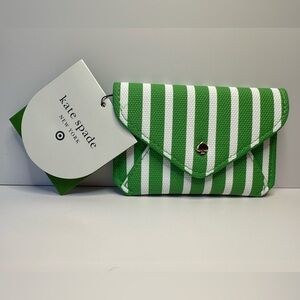 Kate Spade x Target Green White Striped Card holder NWT